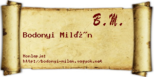 Bodonyi Milán névjegykártya